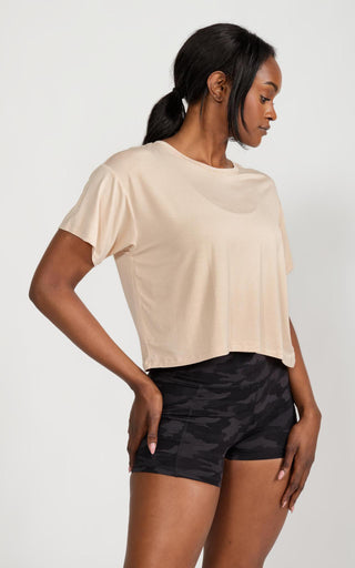 Loose-fit Crop Top in Tan