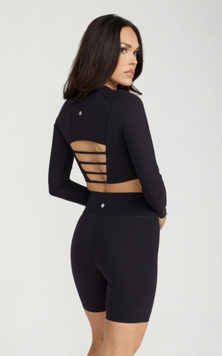 Long Sleeve Desire Crop in Black