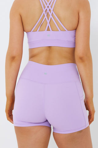 Bliss Biker Short 4" With Pockets in Crocus Petal