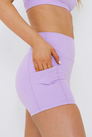 Bliss Biker Short 4" With Pockets in Crocus Petal
