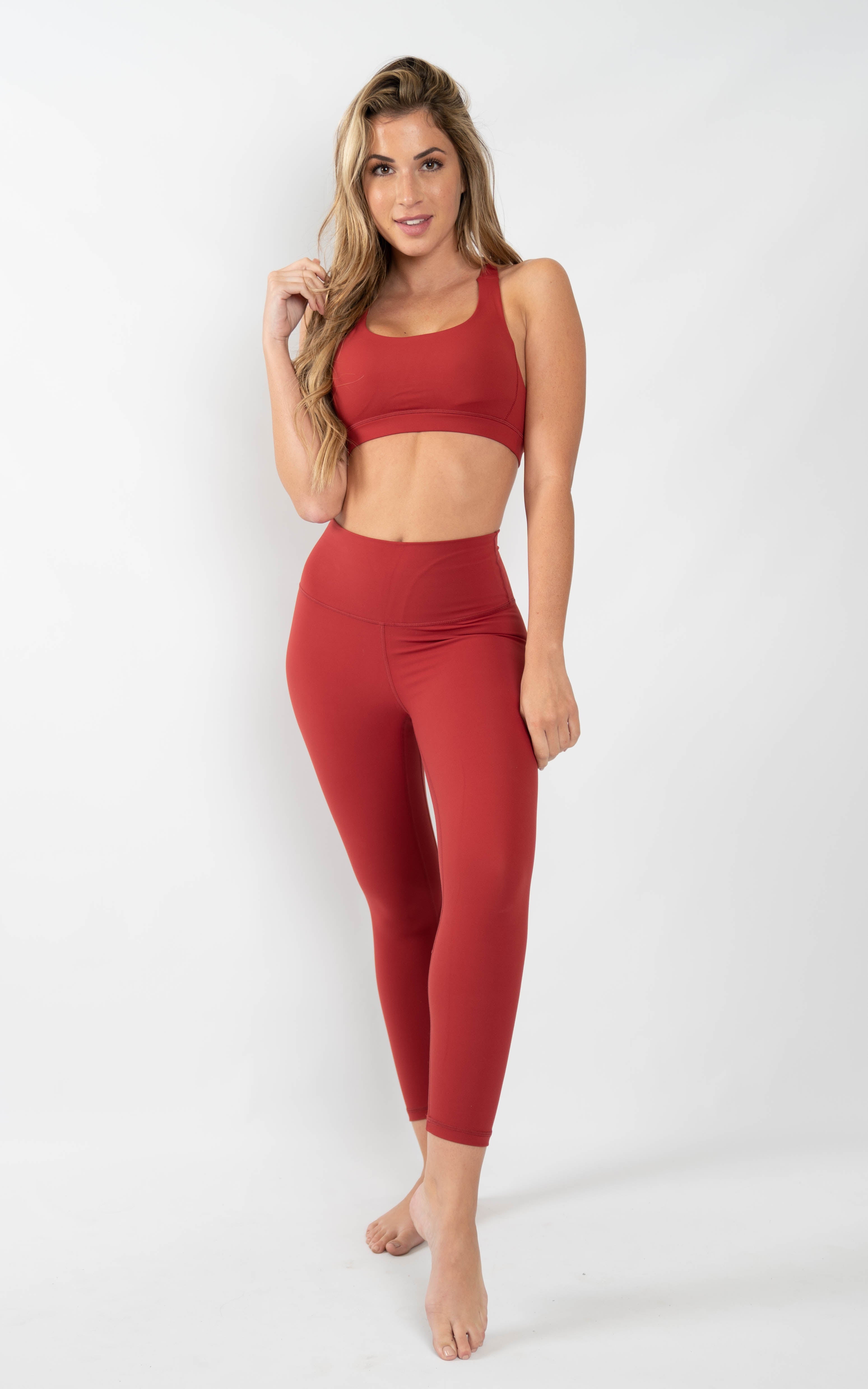 Bliss Leggings in Red Dahlia - Southern Athletica