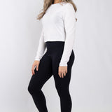 Long Sleeve Flow Crop in White  - Southern Athletica