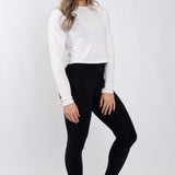 Long Sleeve Flow Crop in White  - Southern Athletica