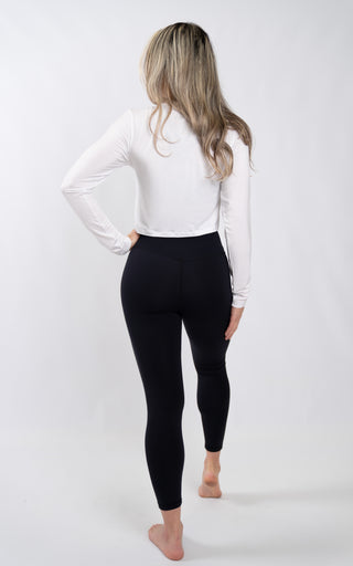 Long Sleeve Flow Crop in White  - Southern Athletica