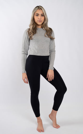 Long Sleeve Flow Crop in Grey - Southern Athletica