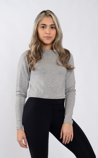 Long Sleeve Flow Crop in Grey - Southern Athletica