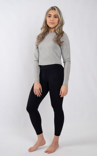 Long Sleeve Flow Crop in Grey - Southern Athletica