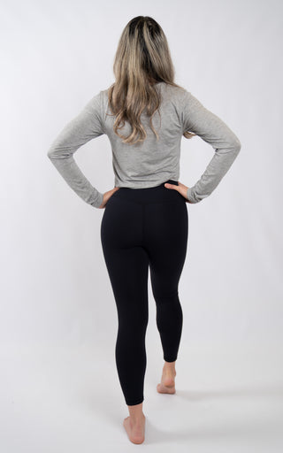 Long Sleeve Flow Crop in Grey - Southern Athletica