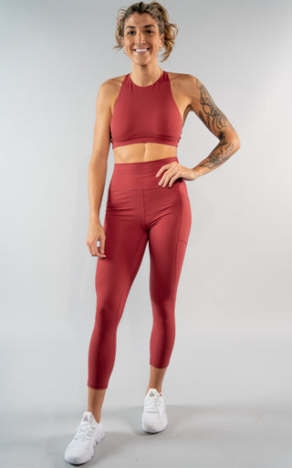 Bliss Legging 23" With Pockets in Red Dahlia