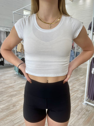 Premium Cropped Tee in White