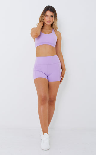 Bliss Biker Short 4" With Pockets in Crocus Petal