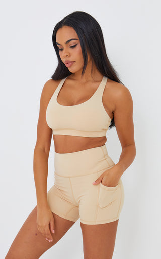 Bliss Biker Short 4" With Pockets in Honey Peach