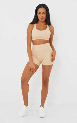 Bliss Biker Short 4" With Pockets in Honey Peach