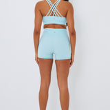 Bliss Biker Short 4" With Pockets in Pastel Turquoise